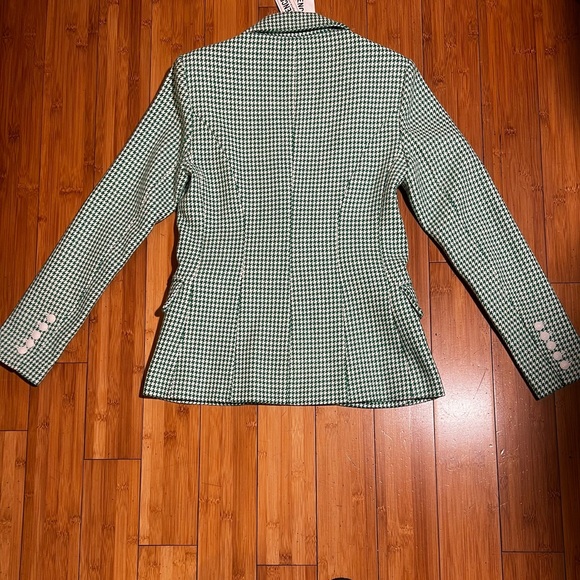 NWT L'AGENCE Kenzie Double-Breasted Blazer Checked Green Grass Size 2 - Picture 5 of 16